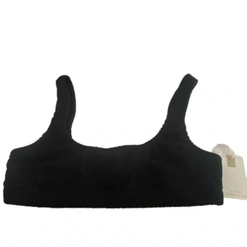 SOLD!!! Good American Always Fits Scoop Swim Bikini Top Ribbed Black - Picture 2 of 9